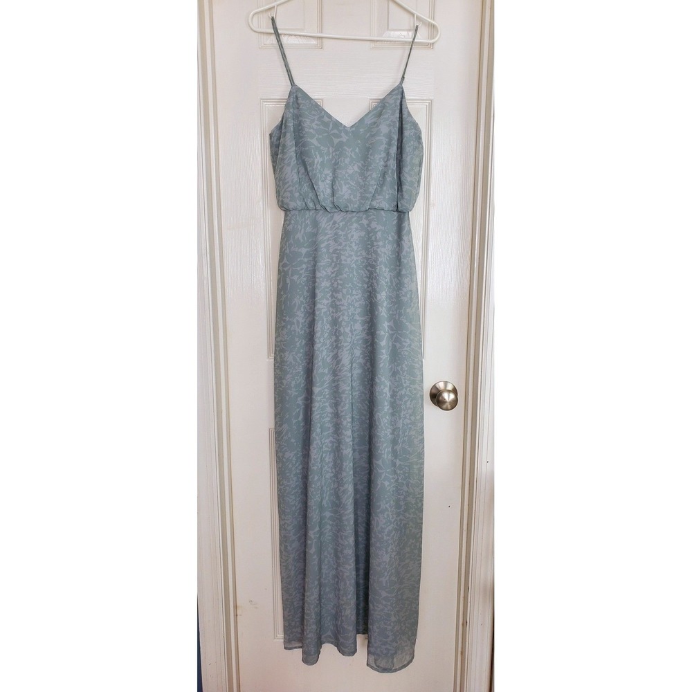 Vow'd Maxi Dress Blue Floral Damask Spring Wedding Guest Formal Gown XS
